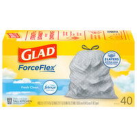 Glad Bags, Drawstring, Kitchen, Fresh Clean with Febreze Freshness, 13 Gallon, Tall, 40 Each