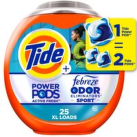 Tide Power Pods Laundry Detergent with Febreze Sport, 25 Ct - 25 Each