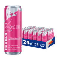 Red Bull Peach Edition Energy Drink, White Peach, 12 fl. oz., 114mg Caffeine, Taurine & B Vitamins - 12 Fluid ounce