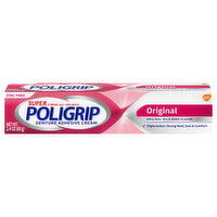 Poligrip Denture Adhesive Cream, Zinc Free, Original Mild Mint Flavor - 2.4 Ounce