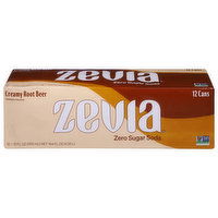 Zevia Soda, Zero Sugar, Creamy Root Beer - 12 Each