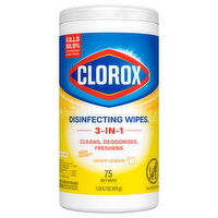Clorox 3-In-1 Crisp Lemon Disinfecting Wipes - 75 Each