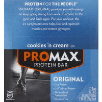 Promax Protein Bar, Cookies 'n Cream, Original - 12 Each