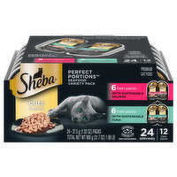 Sheba Premium Cuts in Gravy Sustainable Salmon/Sustainable Tuna Cat Food Seafood Variety Pack - 24 Each