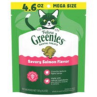 Feline Greenies Treats for Cats, Savory Salmon Flavor, Mega Size - 4.6 Ounce
