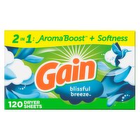 Gain dryer sheets, 120 Count, Blissful Breeze Fabric Softener Sheets - 120 Each