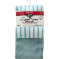 FIRST STREET Kitchen Towels, Green, Microfiber - 3 Each