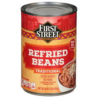 First Street Refried Beans, Traditional, 16 Ounce