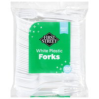 First Street White Heavy Duty Plastic Forks - 100 Each