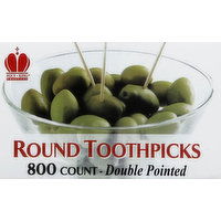 Poly King Toothpicks, Round, Double Pointed - 800 Each