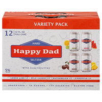 Happy Dad Hard Seltzer, with Electrolytes, Variety Pack - 12 Each