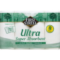 First Street Paper Towels, Ultra Super Absorbent, Two-Ply - 308 Square foot