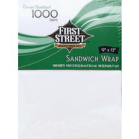 First Street Sandwich Wrap, Grease Resistant, 9 Inches x 12 Inches - 1000 Each