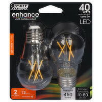 Feit Electric Bulbs, LED, Soft White, Clear, 5 Watts - 2 Each