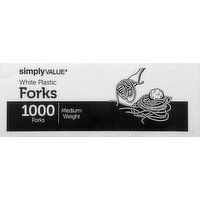 Simply Value Forks, White Plastic, Medium Weight - 1000 Each