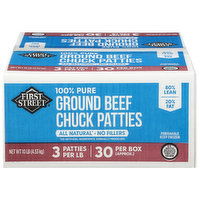 First Street Beef Chuck Patties, Ground, 80%/20%, 100% Pure, 10 Pound