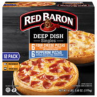 Red Baron Pizza, Deep Dish, Singles, 12 Pack