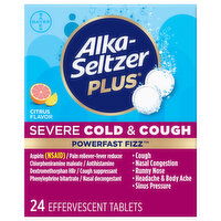 Alka-Seltzer Plus Effervescent Tablets Citrus Flavor Severe Cold & Cough - 24 Each