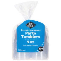 First Street Party Tumblers, Plastic, Crystal Clear, 9 Ounce, 100 Each