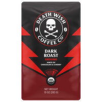 Death Wish Coffee Co Coffee, Ground, Dark Roast, Hints of Chocolate & Cherry, 10 Ounce