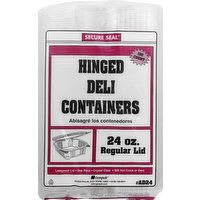 deli containers with lids, Secure Seal,Hinged, 24 Ounce  - 100 Each