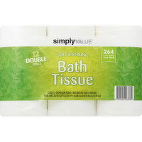 Simply Value Bathroom Tissue, Soft & Strong, Double Rolls, 2 Ply - 12 Each