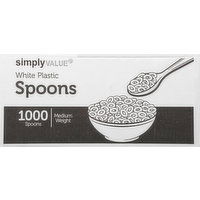 Simply Value Spoons, White Plastic, Medium Weight - 1000 Each