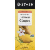 Stash Herbal Tea, Lemon Ginger, Caffeine-Free, Bags, 30 Each