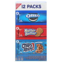 Nabisco Sandwich Cookies, Oreo/Nutter Butter/Chipss Ahoy!, 12 Pack, 12 Each