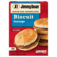 Jimmy Dean Sandwiches, Biscuit, Sausage, Snack Size, 20 Each