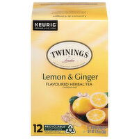 Twinings Flavoured Herbal Tea, Caffeine Free, Lemon & Ginger, K-Cup Pods - 12 Each