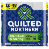 QUILTED NORTHERN Toilet Paper, Unscented, Mega Rolls, 2-Ply, 12 Each