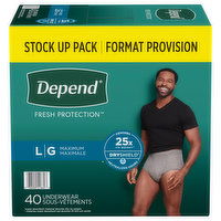 Depend Underwear, Maximum, Large, Stock Up Pack - 40 Each