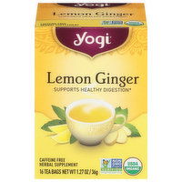 Yogi Herbal Supplement, Lemon Ginger, Caffeine Free, Tea Bags - 16 Each