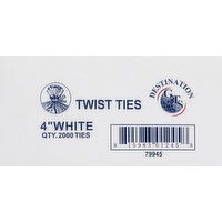 GTs Twist Ties, White, 4 Inch, 2000 Each