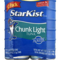 StarKist Tuna, in Water, Chunk Light, 12 Pack, 12 Each