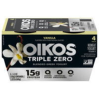 Oikos Triple Zero Yogurt, Vanilla, Blended, Greek, Nonfat - 21.2 Ounce