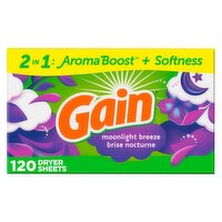 Gain Gain dryer sheets, 120 Count, Moonlight Breeze Fabric Softener Sheets - 120 Each