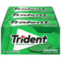 Trident Gum, Sugar Free, Spearmint, 12 Each