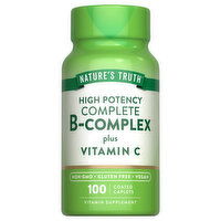 Nature's Truth B-Complex, Plus Vitamin C, Complete, High Potency, Coated Caplets - 100 Each