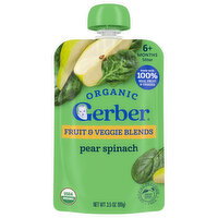 Gerber Sitter (6+ Months) Pear Spinach Fruit & Veggie Blends - 3.5 Ounce