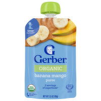 Gerber Puree, Banana Mango, Sitter 2nd Foods - 3.5 Ounce