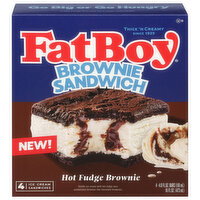 FatBoy Ice Cream Sandwiches, Hot Fudge Brownie - 4 Each