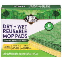 First Street Dry + Wet Reusable Mop Pads - 6 Each