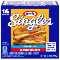 American Cheese kraft singles, Reduced Fat,Pasteurized - 10.7 Ounce