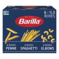 Barilla Penne, Spaghetti & Elbows Variety Pack - Non-GMO Pasta Made with Durum Wheat Semolina - Kosher Certified Pasta - 6 Each