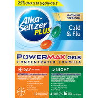 Alka-Seltzer Plus Cold & Flu, Maximum Strength, Day/Night, Liquid Gels - 16 Each