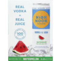 High Noon Vodka & Soda, Watermelon - 4 Each