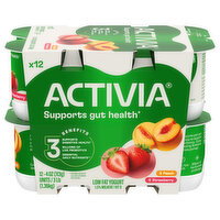Activia Peach & Strawberry Probiotic Low Fat Yogurt - 12 Each
