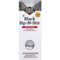 First Street Stirrers, Sip-N-Stir, Black, Unwrapped, 8 Inches - 700 Each